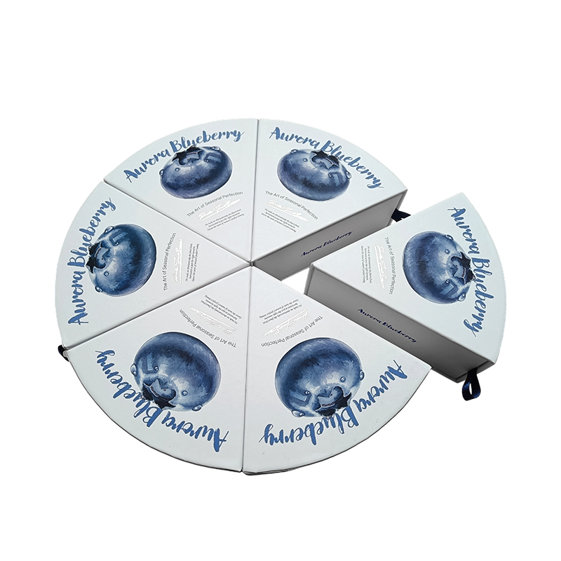 Round blueberry fruit gift box paper packaging box-six square fan-shaped packaging