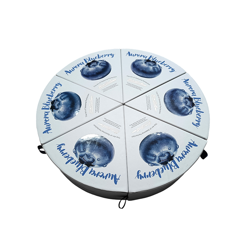 Round blueberry fruit gift box paper packaging box-six square fan-shaped packaging