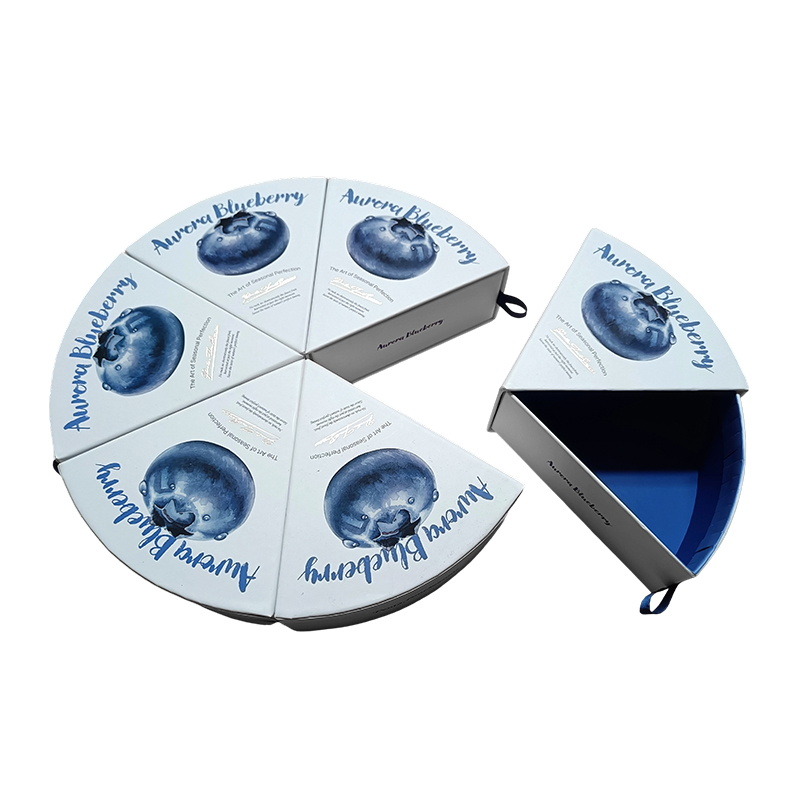 Round blueberry fruit gift box paper packaging box-six square fan-shaped packaging